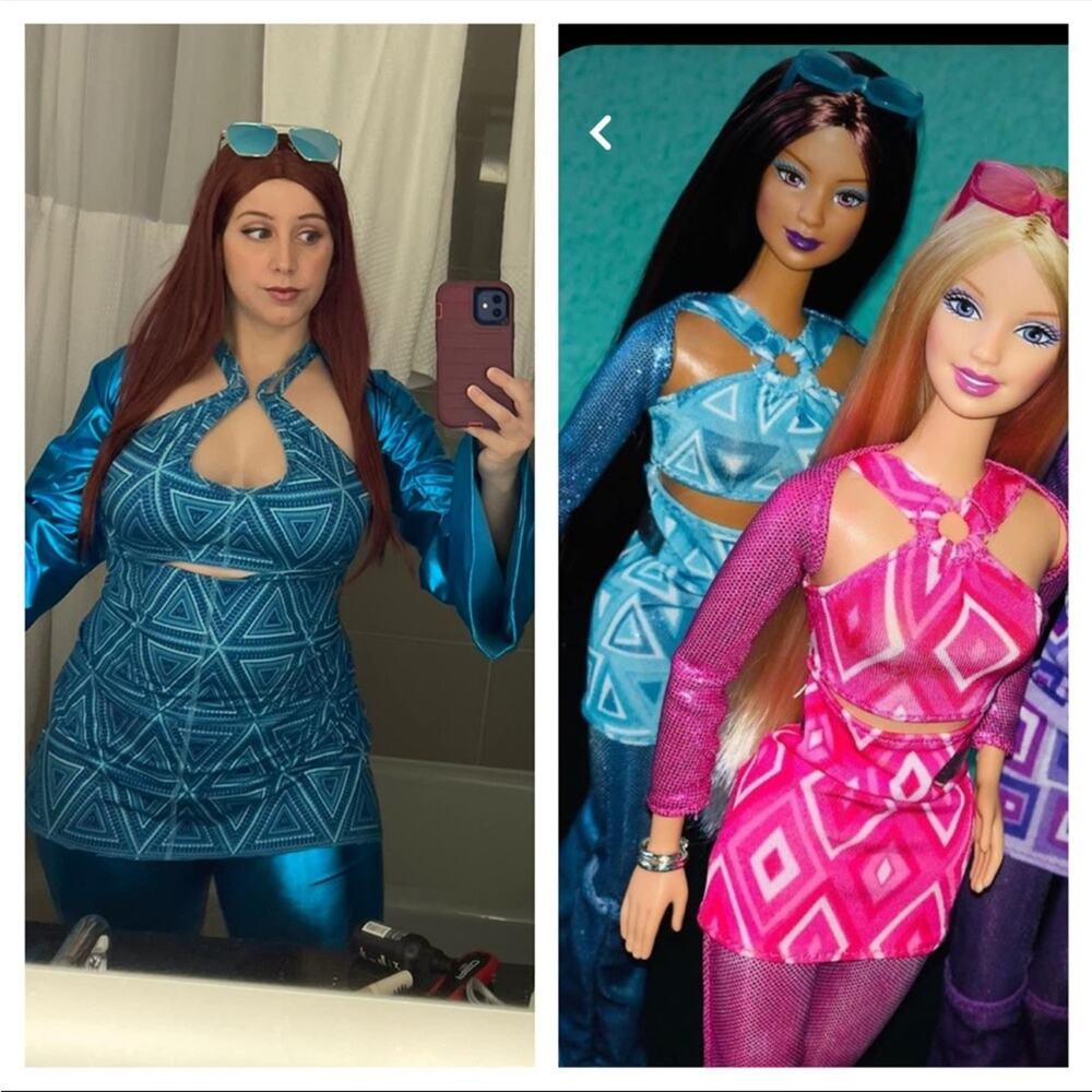 Y2K Patagonia festival Barbie cosplay costume blue